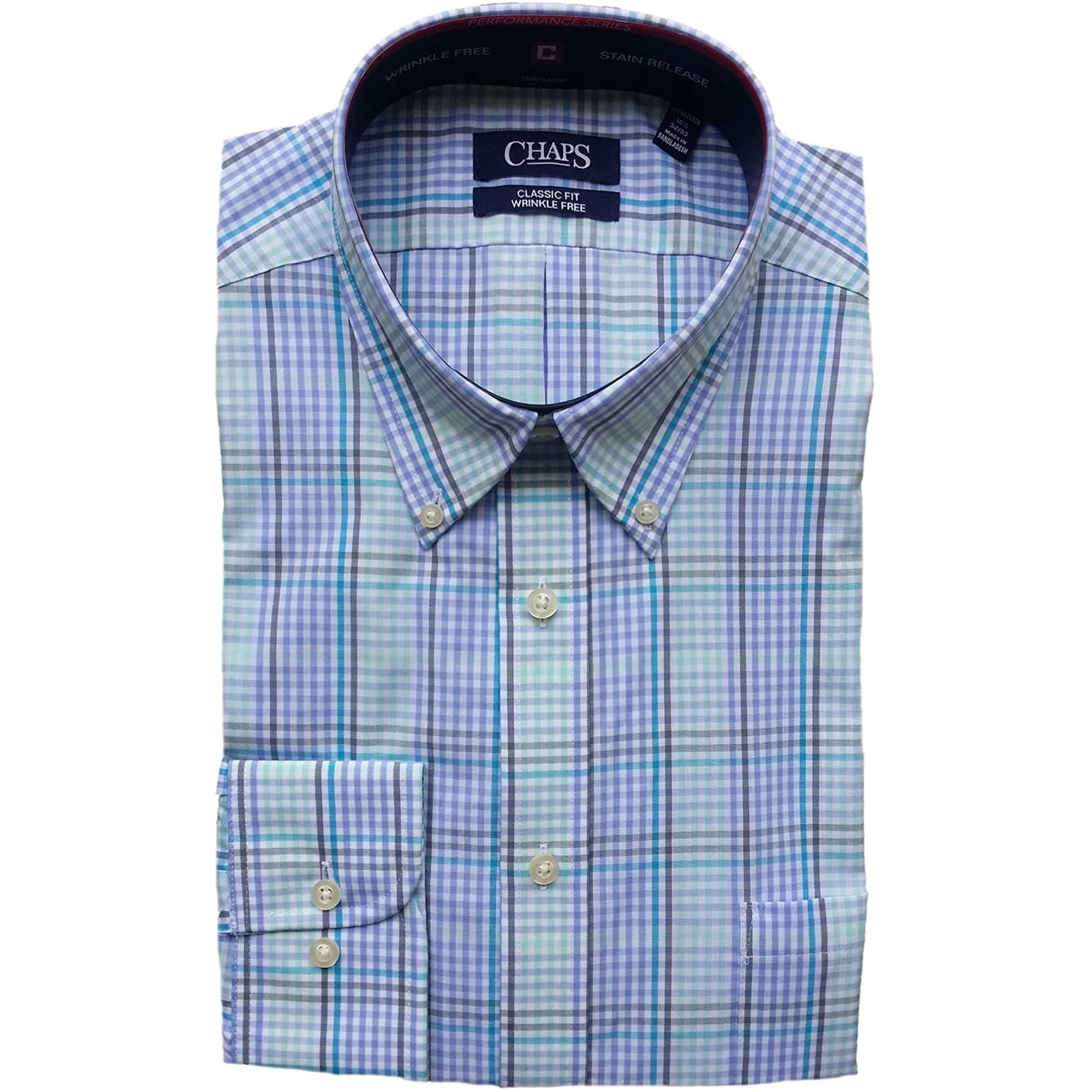 Men's Chaps Classic-Fit Plaid 100% Cotton Classic Fit Button-Down Shirt Sizes! 